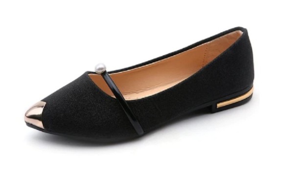 Damenballerinas mit Perle schwarz 37