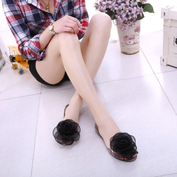 Damenballerinas mit Rose schwarz 36