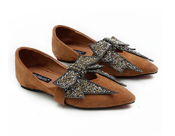 Damenballerinas mit Schleife A607 braun 34