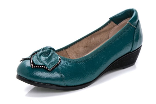 Damenballerinas mit Schleife dunkelgrün 34