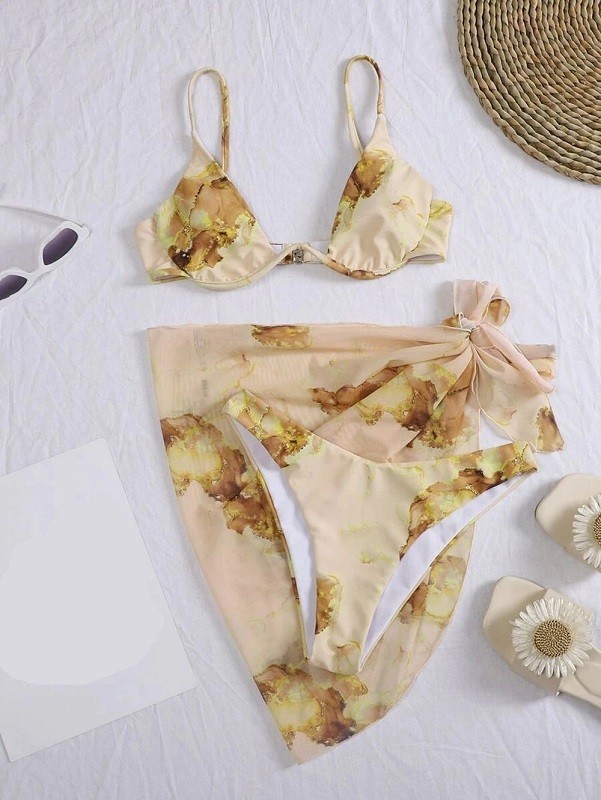 Damenbikini mit Schal P277 beige S