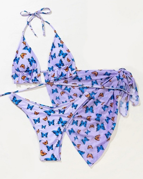 Damenbikini mit Schal P367 hellviolett M