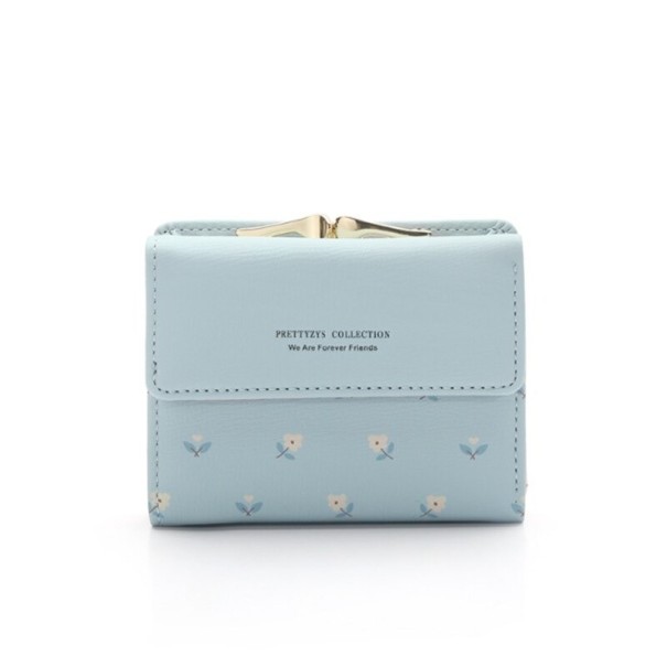 Damenbrieftasche mit Blumen hellblau