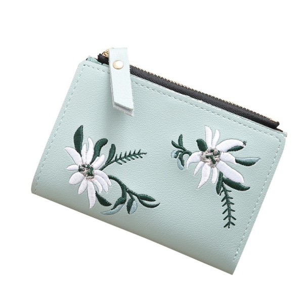 Damenbrieftasche mit Blumen J2333 hellgrün