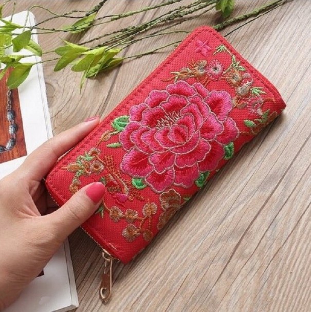 Damenbrieftasche mit Blumen M282 rot