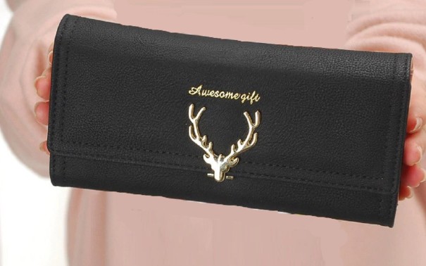 Damenbrieftasche mit Hirsch M199 schwarz