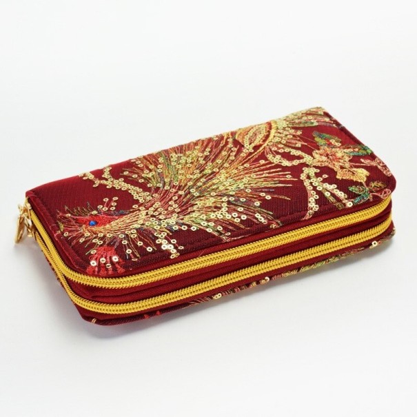 Damenbrieftasche mit Pfau rot Damenbrieftasche mit Pfau rot