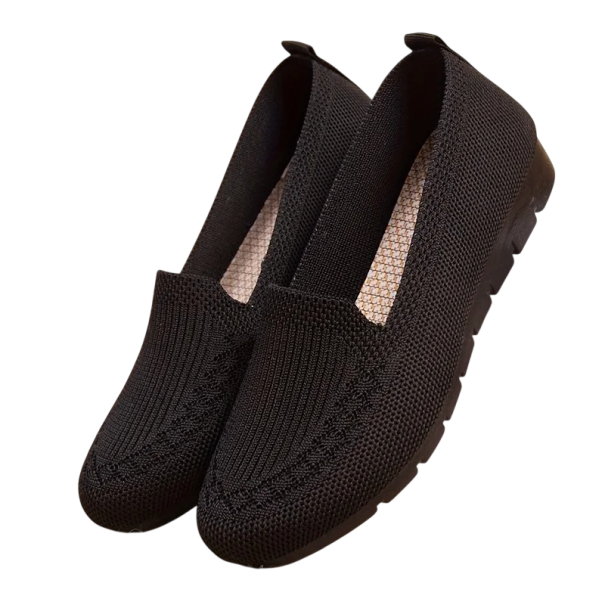 Damenformale Schuhe Slip-On Mokassins mit gestricktem Obermaterial Elastischer Rist Fersenlasche Gummisohle Für die Arbeit und den Alltag schwarz 36