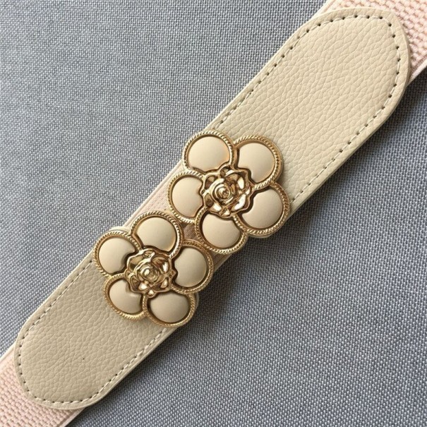 Damengürtel mit Blumen C989 beige