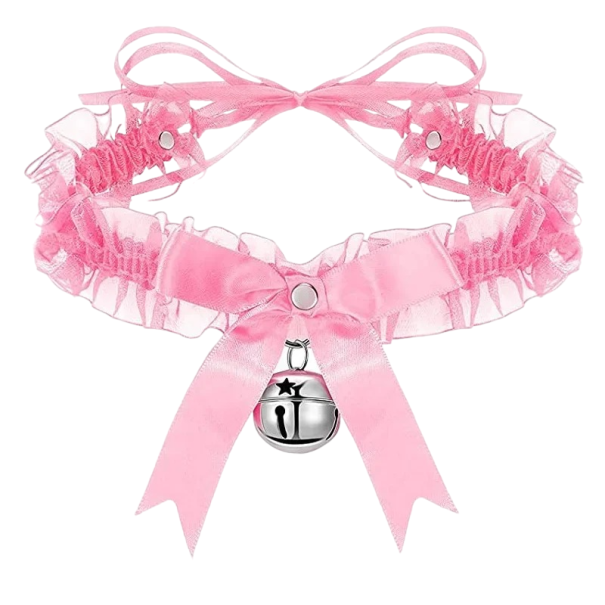 Damenhalsband mit Glöckchen Spitzenhalsband Damenaccessoires rosa