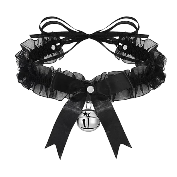 Damenhalsband mit Glöckchen Spitzenhalsband Damenaccessoires schwarz