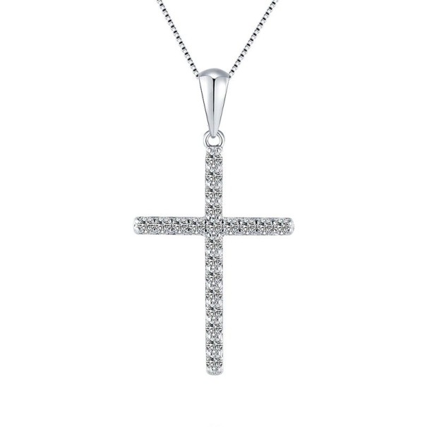 Damenhalskette mit Kreuz D529 weiß