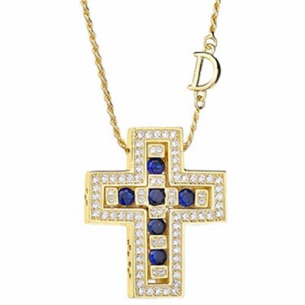 Damenhalskette mit Kreuz M115 golden 2