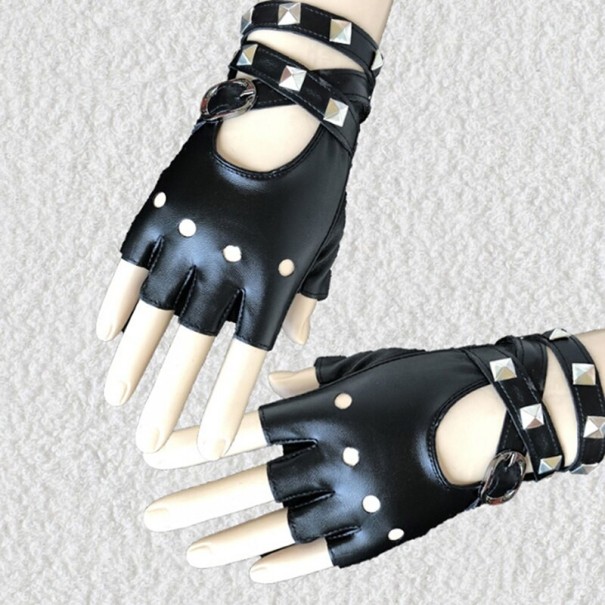 Damenhandschuhe mit Nieten schwarz