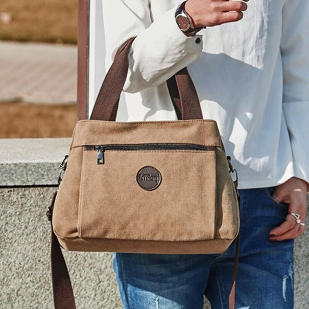 Damenhandtasche aus Segeltuch khaki