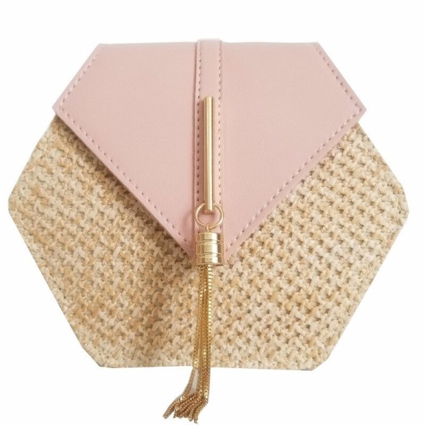 Damenhandtasche aus Stroh M1184 hellrosa