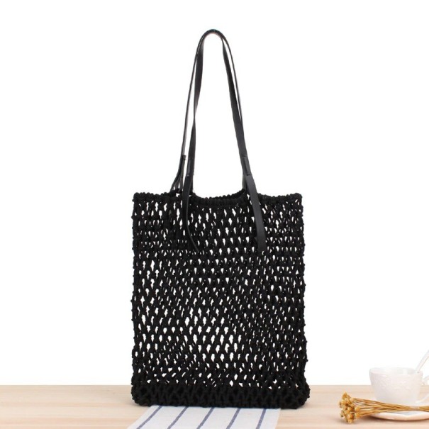 Damenhandtasche aus Stroh M1379 schwarz