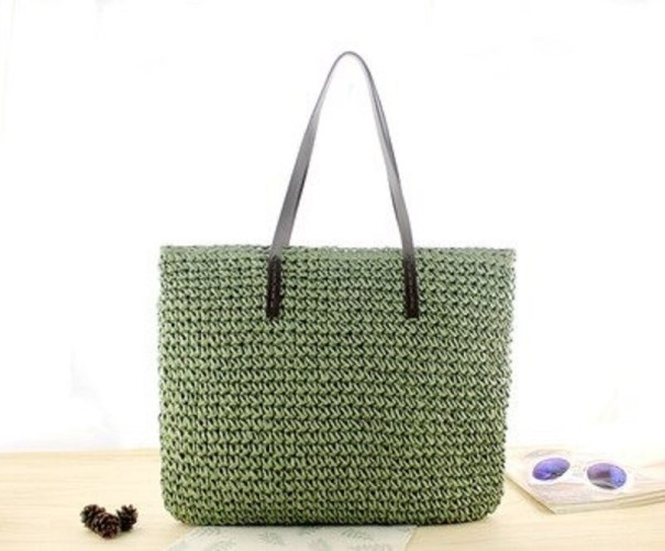 Damenhandtasche aus Stroh M1381 oliv