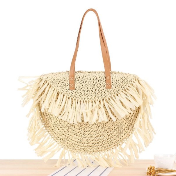 Damenhandtasche aus Stroh M1476 creme