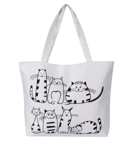 Damenhandtasche mit Katzen J1043 weiß