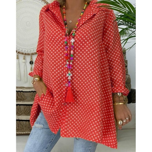 Damenhemd mit Tupfen Linda rot XS