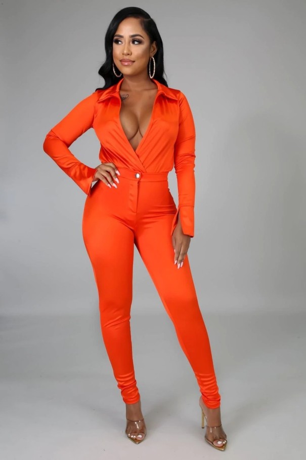 Damenhemd und Hose B1077 orange L