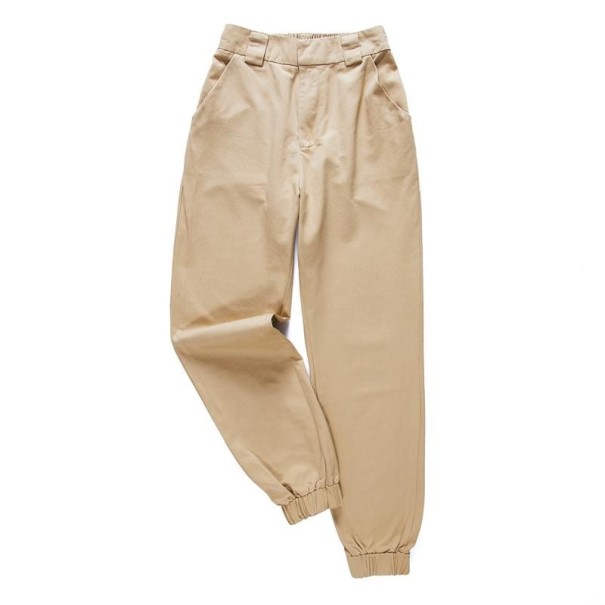 Damenhose mit Gummi an den Beinen khaki M