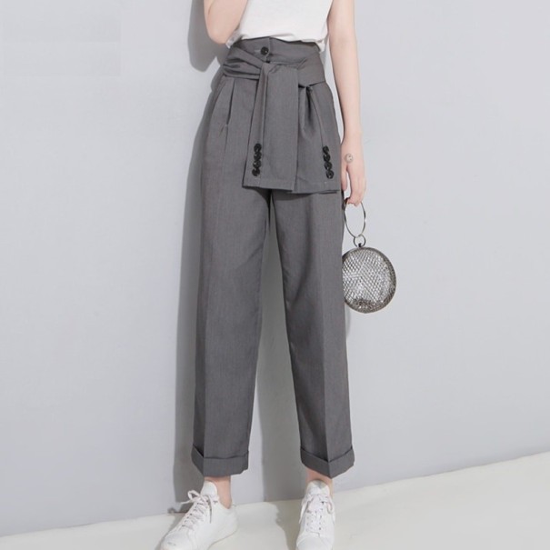 Damenhose mit Ziergürtel dunkelgrau S