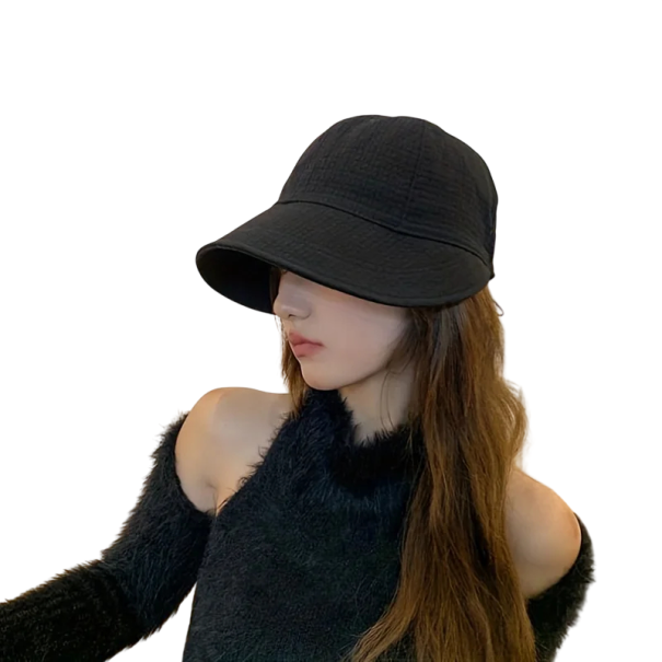 Damenhut mit Schirm Polyester Universelle Größe Leichte atmungsaktive Sommerkopfbedeckung Sonnenschutz schwarz