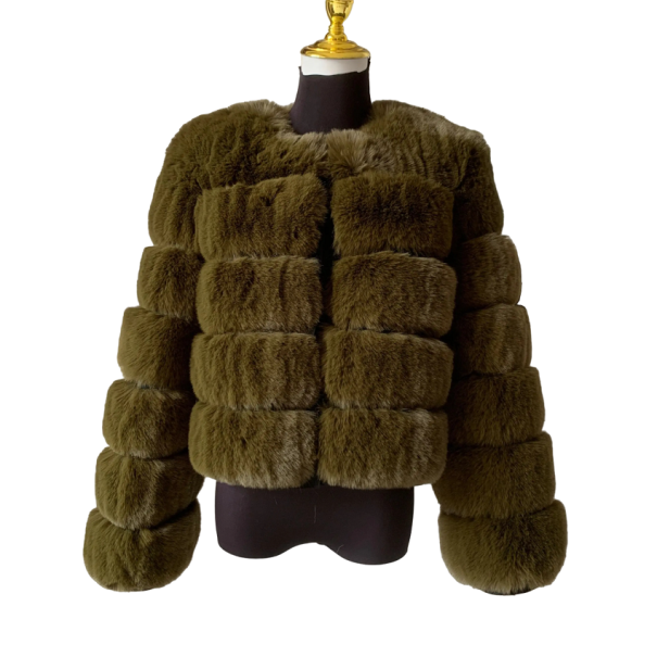 Damenjacke aus Kunstfell V152 dunkelgrün XL