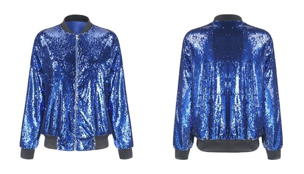 Damenjacke mit Pailletten J2784 blau S