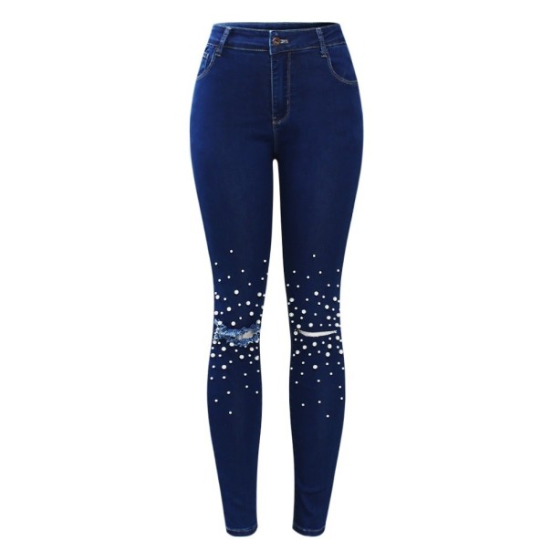 Damenjeans mit Perlen blau D2 M