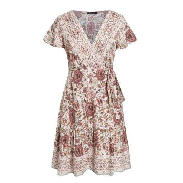 Damenkleid im Boho-Stil beige M