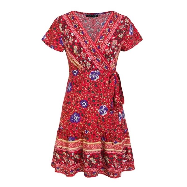 Damenkleid im Boho-Stil rot S