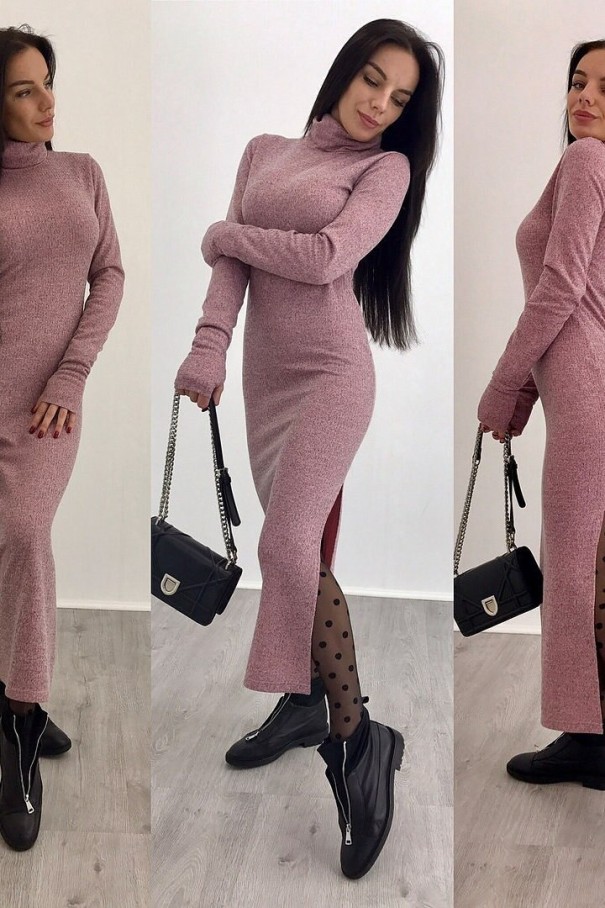 Damenkleid mit Rollkragen rosa XL