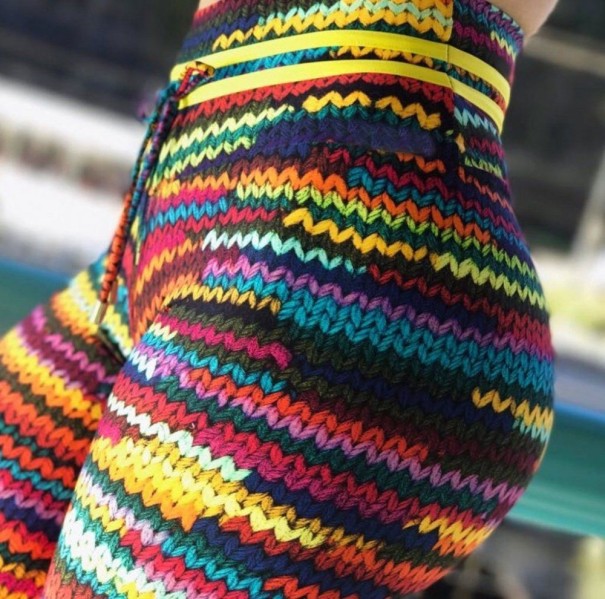 Damenleggings mit 3D-Strickdruck L