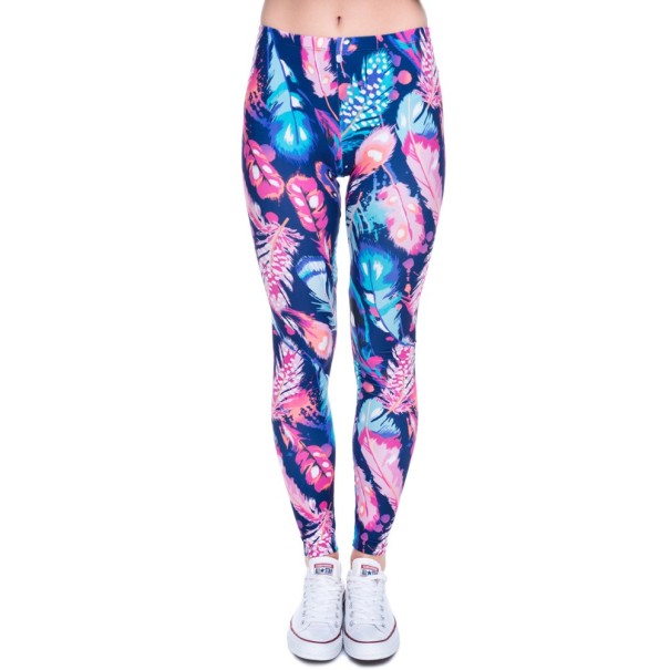 Damenleggings mit bunten Federn 1