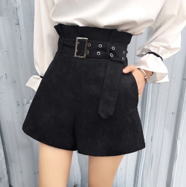 Damenmode-Shorts mit hoher Taille schwarz M