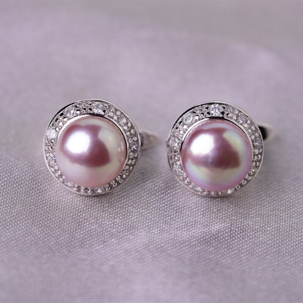 Damenohrringe mit Perlen H797 hellviolett