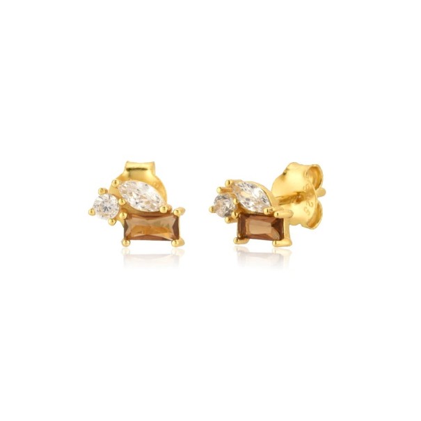 Damenohrringe mit Zirkonen G630 golden 3