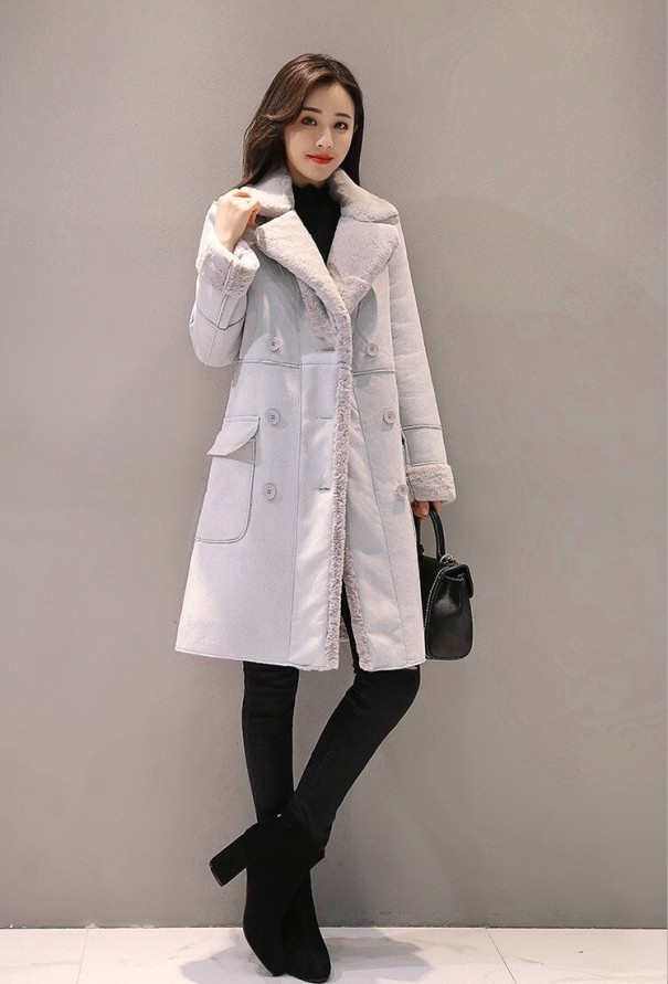 Damenpelzmantel P2329 grau XS
