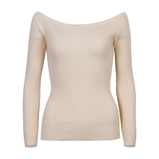 Damenpullover mit freiliegenden Schultern creme