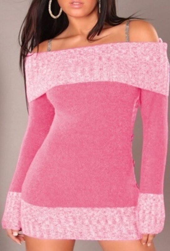 Damenpullover mit freiliegenden Schultern rosa M