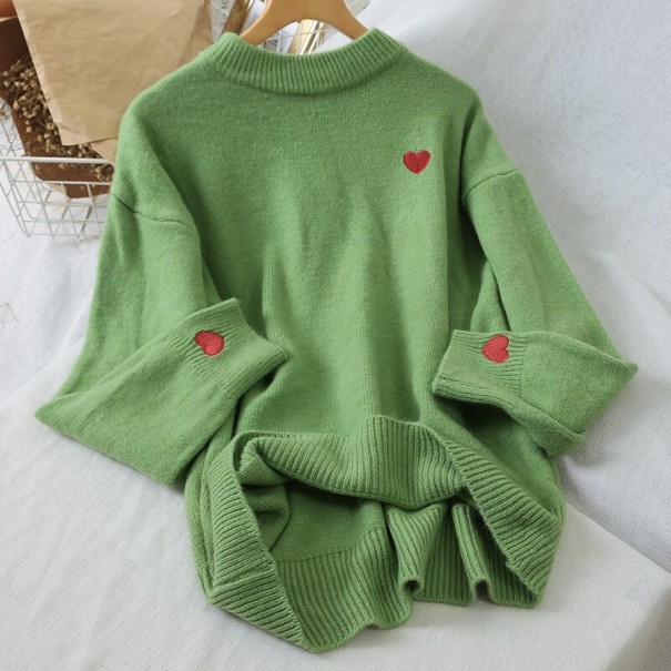 Damenpullover mit Herzen G420 grün S