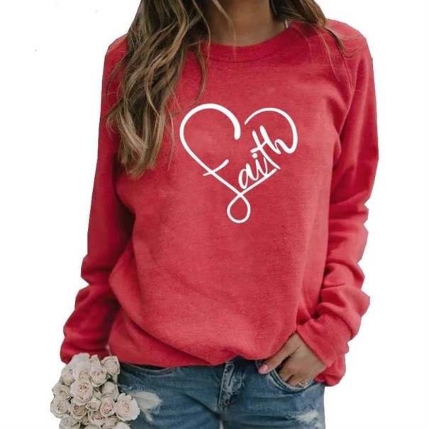 Damenpullover mit Herzprint rot XS