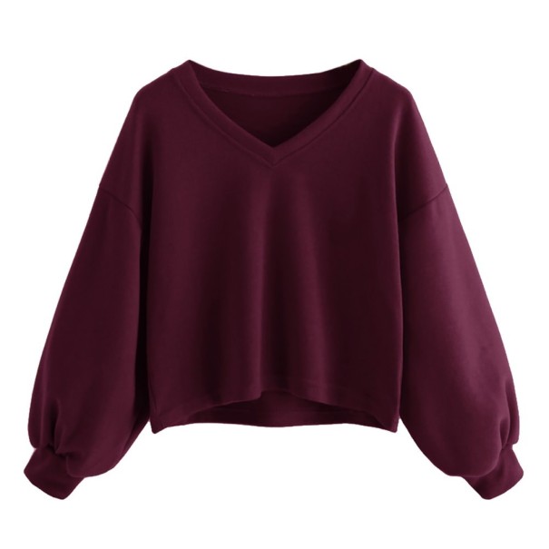 Damenpullover mit losen Ärmeln weinrot L