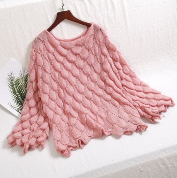 Damenpullover mit Muster A2362 rosa