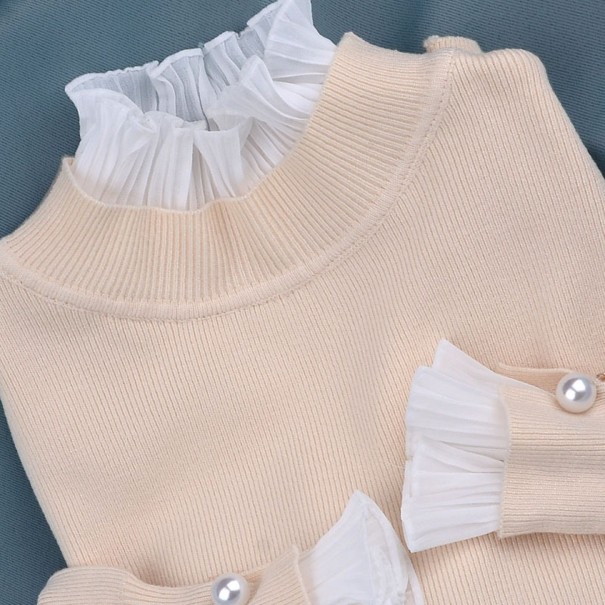 Damenpullover mit Perlen A2344 creme L