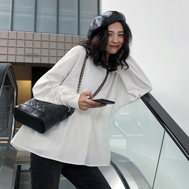 Damenpullover mit Rüschen weiß XL