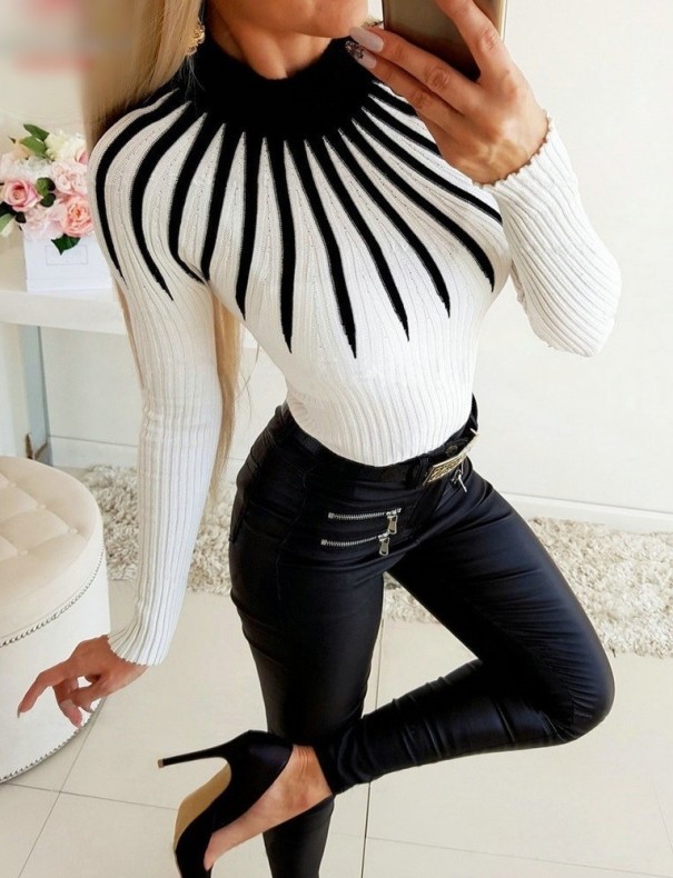 Damenpullover mit Speichen weiß S